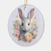 Konijn omringd door pastelbloemen Cute Keramisch Ornament (Links)