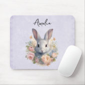 Konijn omringd door pastelbloemen Cute Muismat (Met muis)