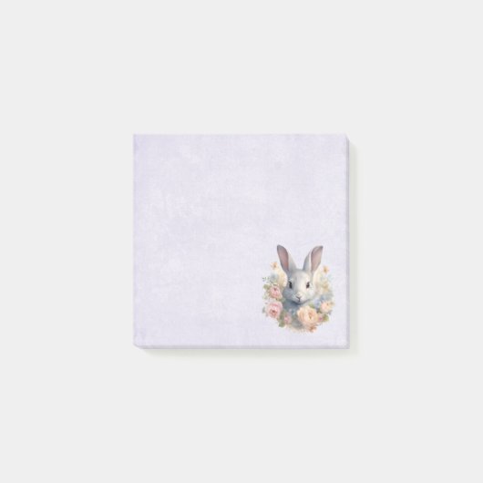 Konijn omringd door pastelbloemen Cute Post-it® Notes (Voorkant)