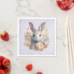 Konijn omringd door pastelbloemen Cute Servet
