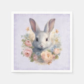 Konijn omringd door pastelbloemen Cute Servet (Voorkant)