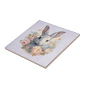 Konijn omringd door pastelbloemen Cute Tegeltje (Zijkant)