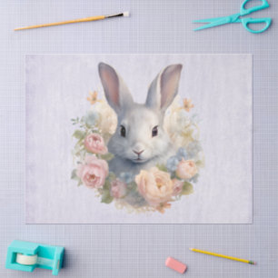 Konijn omringd door pastelbloemen Cute Tissuepapier