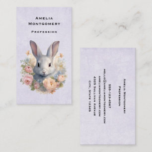 Konijn omringd door pastelbloemen Cute Visitekaartje