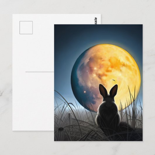 Konijn onder de maan briefkaart (Voorkant / Achterkant)
