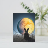 Konijn onder de maan feestdagenkaart (Staand voorkant)