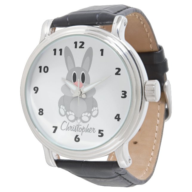 Konijn Ontwerp Gepersonaliseerd Horloge (Gekanteld)