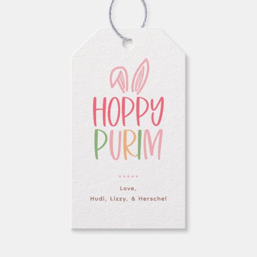 Konijn oorbedekking voor Purim Cadeaulabel (Voorkant)