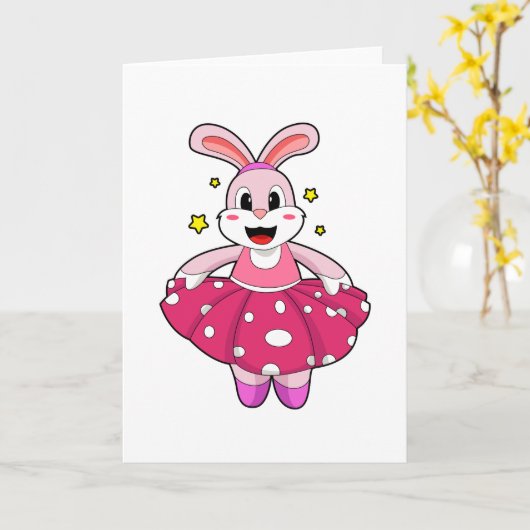 Konijn op balletdans kaart (Gele Bloem)