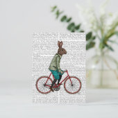 Konijn op bike 2 briefkaart (Staand voorkant)