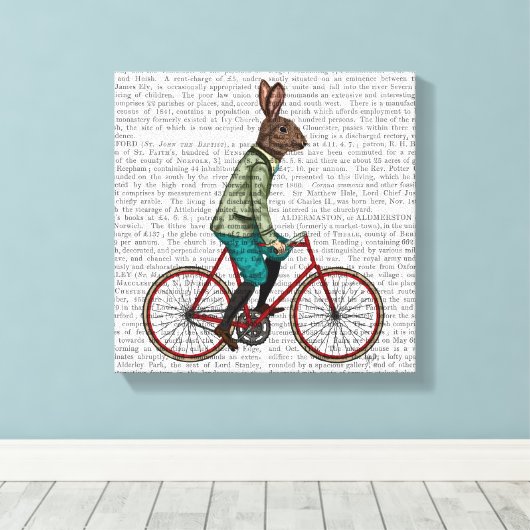 Konijn op bike canvas afdruk (Insitu (Houten vloer))
