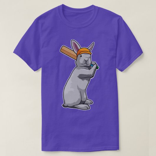Konijn op cricket met cricket bat1 t-shirt (Design voorkant)