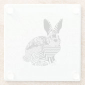 Konijn op Damast Glazen Onderzetter (Achterkant)