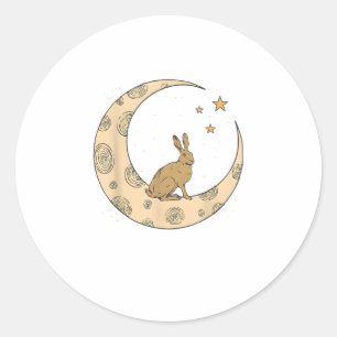 Konijn op de maan Bunny Ronde Sticker