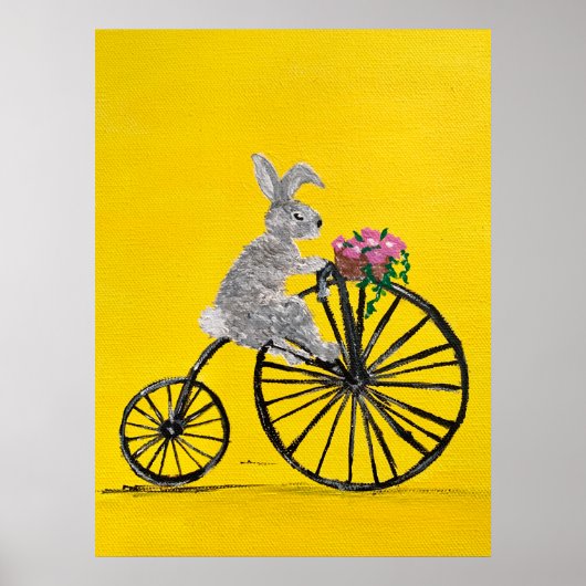 Konijn op fiets poster (Voorkant)