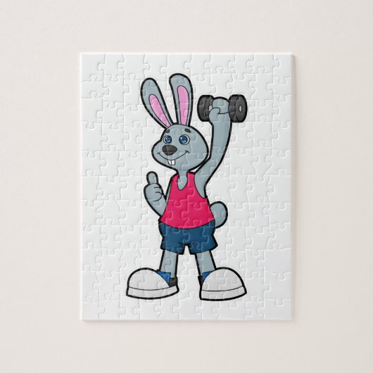 Konijn op fitness met Dumbbell Legpuzzel (Verticaal)