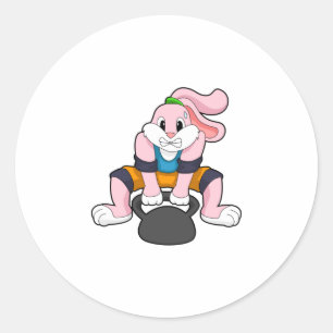 Konijn op fitness met Dumbbell.PNG Ronde Sticker