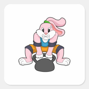Konijn op fitness met Dumbbell.PNG Vierkante Sticker