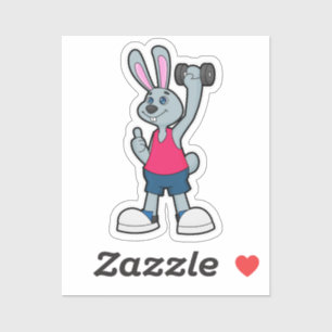 Konijn op fitness met Dumbbell Sticker