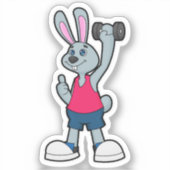Konijn op fitness met Dumbbell Sticker (Voorkant)