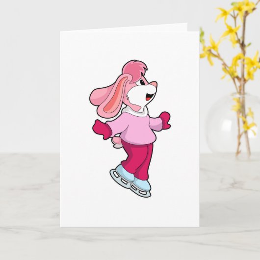Konijn op het schaatsen met schaatsen aan kaart (Gele Bloem)