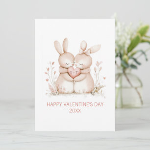 Konijn op maat gemaakte initialen Valentijnsdag pl Feestdagenkaart
