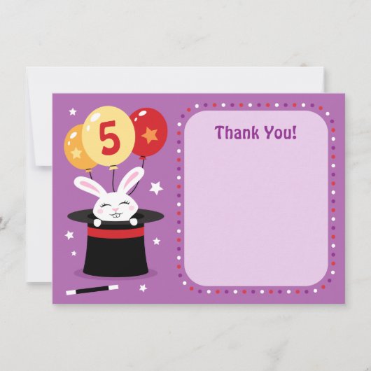 Konijn op pet verjaardagsfeestje bedankt voor je k (Voorkant)