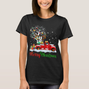 Konijn op Rode Vrachtwagen Kerstmis Pyjama Grappig T-shirt