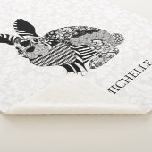 Konijn op witte damast sherpa deken (3/4)