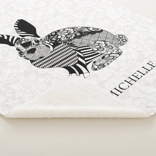 Konijn op witte damast sherpa deken (3/4)