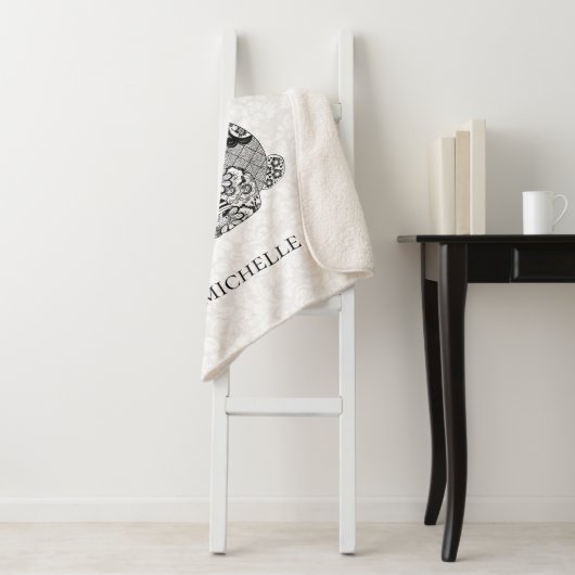 Konijn op witte damast sherpa deken (In situ)