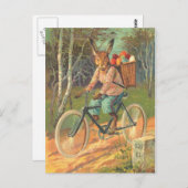 Konijn op zijn fiets die eieren levert! briefkaart (Voorkant / Achterkant)