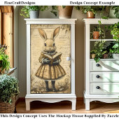  Konijn & Open Boek Lezen CT7 Decoupage Tissuepapier