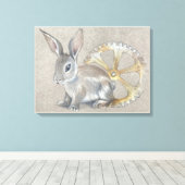 Konijn opgerekt canvasprint canvas afdruk (Insitu (Houten vloer))