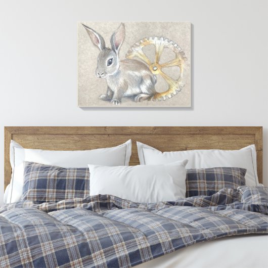 Konijn opgerekt canvasprint canvas afdruk (Insitu (Slaapkamer))