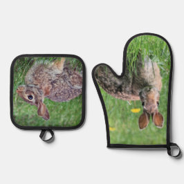 konijn ovenwant & pannenlap set