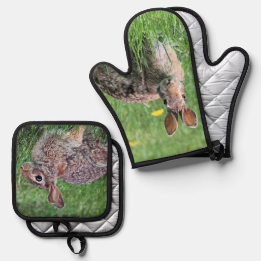 konijn ovenwant & pannenlap set (Voorkant / Achterkant)