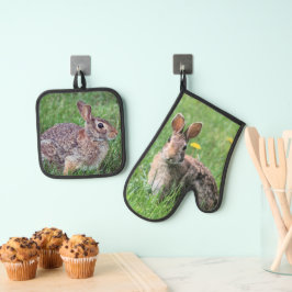 konijn ovenwant & pannenlap set
