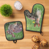 konijn ovenwant & pannenlap set (Top down)