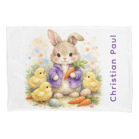 Konijn Paars Jasje Baby Shower Cadeau Kussensloop (Voorkant)