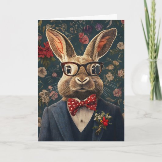 Konijn Pasen Elegant Grappig Feestdagen Kaart (Voorkant)