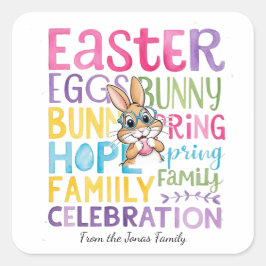 Konijn Pasen Kaart, Persoonlijke Pasen funnyBunny Vierkante Sticker