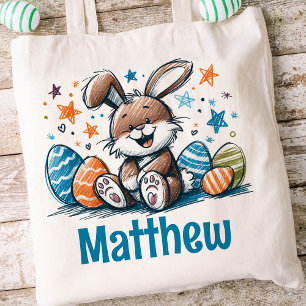 Konijn Pasen Kinder naam Boys Bunny Tote Bag