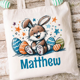Konijn Pasen Kinder naam Boys Bunny Tote Bag
