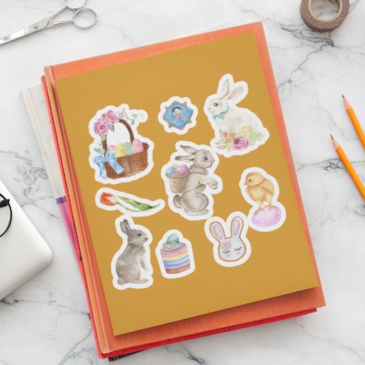 Konijn Pasen Lente Mand Cadeau Set Sticker