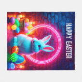 Konijn Pasen neon roze ei art cirkel fantasie Fleece Deken (Voorkant (Horizontaal))