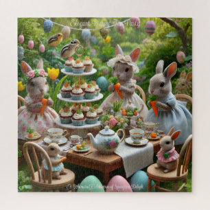 Konijn Pasen Theepartij, Elegante Lente Dieren Legpuzzel