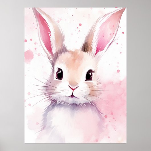 Konijn Pastel cute Roze Poster (Voorkant)