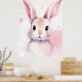 Konijn Pastel cute Roze Poster (Keuken)