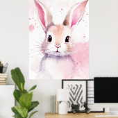 Konijn Pastel roze Poster (Thuiskantoor)
